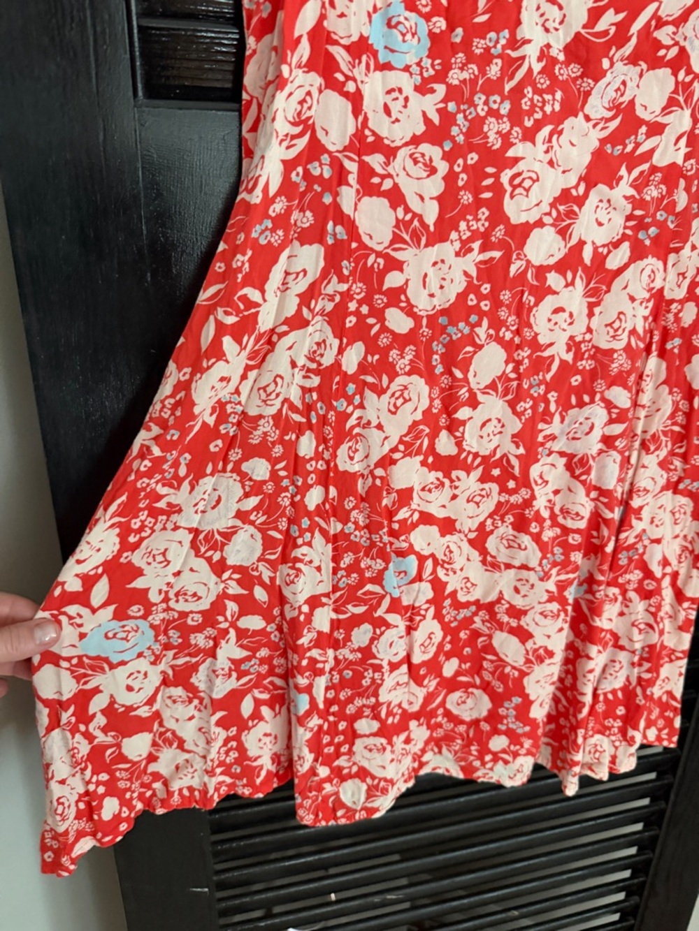 Free People Red Floral Twist Back Mini Dress Size 10 - Picture 11 of 11